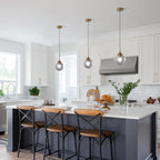 KCO Lighting Modern Small Gold 7.1” Smoke Gray Glass Globe Pendant Light | E26 Adjustable Hanging Lamp for Sloped Ceilings, Mid Century Brass Ceiling Light Fixture for Kitchen Island Sink Dining Table