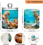 2 Pack Qtip Holder Organizer Dispenser Corgi Dog Underwater Bathroom Storage Canister Cotton Ball Holder Container for Cotton Pads/Swabs/Floss