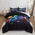 NTBED Game Console Comforter Set for Boys Girls Kids Space Universe Gaming Geometric Lightweight Microfiber Gamer Bedding Sets (Multi, Twin)