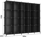 HOMIDEC 20-Cube Black Cube Storage Organizer, Modular Storage Shelf with Hammer, Cube Storage Bin Cabinet Closet Bookshelf for Living Room, Bedroom, Office, Each Cube Size 11.8 x 11.8 inch