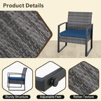 3 Pieces Patio Furniture Set, Outdoor Patio Set, Patio Bistro Set, All-Weather Wicker Conversation Set with Cushions Table for Porch Backyard (Gray-Blue)