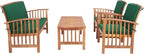 SAFAVIEH Outdoor Collection Rocklin Natural/ Green Cushion 4-Piece Conversation Patio Set