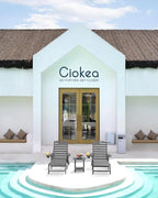 Ciokea Lounge Chair Outdoor, Oversized Chaise Lounge Chair with 5 Positions, HDPE, Patio Lounge Chair with Wheels & Cup Holder for Pool, Deck, Poolside, Dark Grey