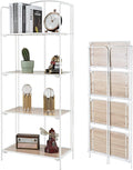 No Assembly Folding Bookshelf, 4 Tier White Bookshelf, Metal Book Shelf for Storage, Folding Bookcase for Office Organization and Storage, 12.6" D x 22.44" W x 55.51" H