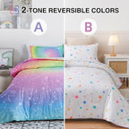 Holawakaka Tie Dye Constellation Print Rainbow Ombre Comforter Set Queen Size Girls Boys Gradient Galaxy Bedding Sets Teens Boho Bed Set(Multi,Queen)