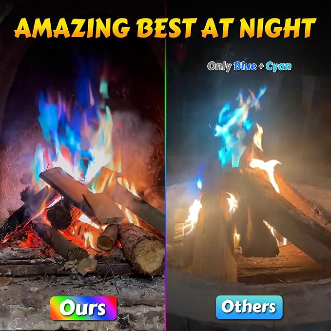 HGD (6 Pack) Magic Campfire Fire Color Changing Packets for Fire Pit, Indoor/Outdoor Fireplace, Bonfire - Rainbow Magical Flame, Camping Accessory, Compatible with Wood