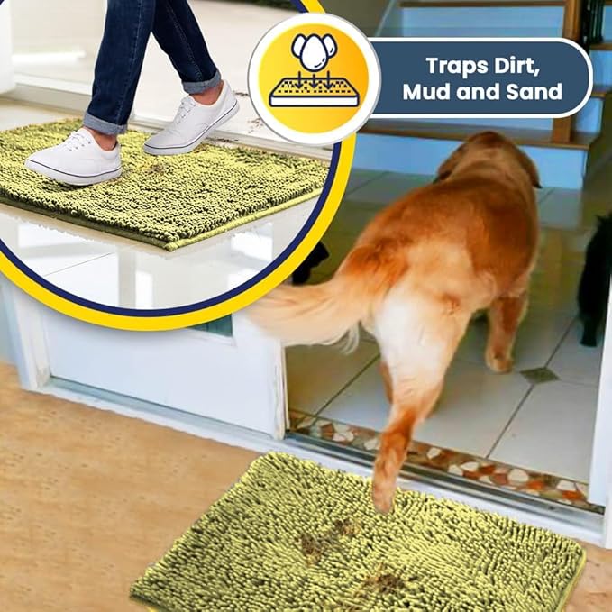 Muddy Mat® Original Dog Door Mat for Muddy Paws, Super Absorbent Microfiber, Non-Slip Washable Pet Rug, Quick Dry Chenille Entryway Carpet, Machine Washable Indoor Outdoor mat, Yellow 24"x60"