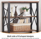 HOMBAZAAR Bookshelf, 3-Tier Industrial Bookshelf, Etagere Bookcases and Bookshelves, Small Bookshelf Storage Organizer, Freestanding Bookshelf for Living Room, Bedroom and Home Office, Brown