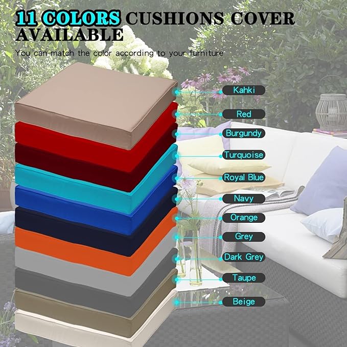 ClawsCover 7Pack Outdoor Patio Seat and Back Cushions Replacement Covers Fit for 3/5 Pieces 4-Seater Wicker Rattan Furniture Conversation Set Sectional Couch,Light Khaki-Large (Include Cover Only)