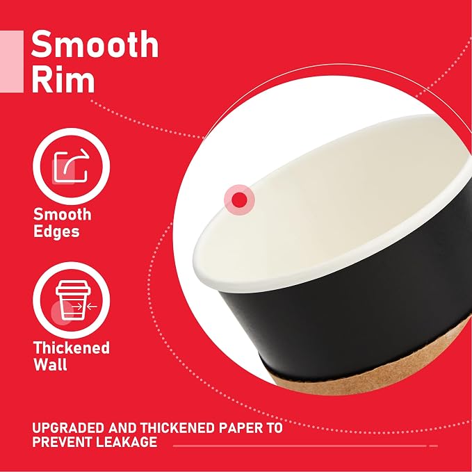 12 oz Paper Coffee Cups with Lids 100 Pack, Black Disposable Hot Coffee Cups with Lids, Sleeves and Stirring Sticks, To Go Cups, for Parties, Picnic, Travel, and Events