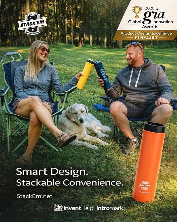 Stack'Em Patented Skinny Can Cooler Insulator - Holds Two 12 oz Slim Can - Stainless Steel Stackable Thermocooler - Reusable Drink Holder for Beer, Seltzer, Soda, Energy Drinks (Aqua)