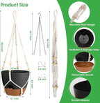 Hanging Planters for Indoor Outdoor Plants, 2 Pack Self Watering Hanging Pot with Drainage Holes, Removable Tray & 2 Kinds of Plant Hangers, 10'' Hanging Flower Pots for Home Garden Decor, Black