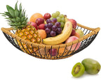 Vine Woven Iron Fruit Bowl, Metal Wire Fruit Basket, Vegetable Drain Basket, Storage Baskets for kitchen counter, countertop,Snacks, Candy, Bread,Cosmetics,Table decorative(10 x 2.95 Inches)