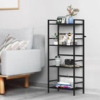 DOMYDEVM 4 Tier Black Bookshelf, 40.95in(H) Standing Shelf Unit, Wood Bookshelf with Metal Frame for Bedroom, Home Office, Entry Way and Living Room, Modern