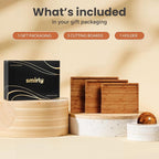 SMIRLY Cutting Board, Carbonized Bamboo Cutting Board Set of 3 with Stand | Non Toxic Wooden Cutting Board with Juice Grooves and Handles, Multiple Sizes Chopping Boards for Meat Vegetable Charcuterie