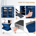 EAGLE PEAK Double Folding Camping Table with Storage Organizer and Side Pockets, Portable Outdoor Portable Camping Table for BBQ, Picnic and Tailgating, Carry Bag Included, Blue
