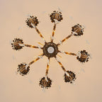 Vintage 8 Arms Crystal Chandelier Candle Light Fixture for Dining Room Living Room Bedroom Hallway Entryway Antique Gold Finish (27"-8 Lights)