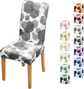 Gibelle Dining Room Chair Covers Set of 6, Soft Stretch Kitchen Chair Covers Slipcover Protector, Removable Washable Geometric Parson Chair Covers 6 Pack, Grey