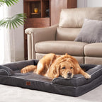 EHEYCIGA Orthopedic Dog Bed for Large Dogs, Waterproof Memory Foam with Sides, Non-Slip Bottom and Egg-Crate Foam Couch Bed with Washable Removable Cover, Dark Grey