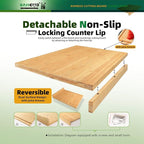 BAMOTTO CRAFTBAMBOO Bamboo Cutting Board for Kitchen 12.6"x17.7" Over-Sink | Detachable Front Lip | Reversible Dual Juice Grooves | Large Chopping Board for Bread Meat Vegetables