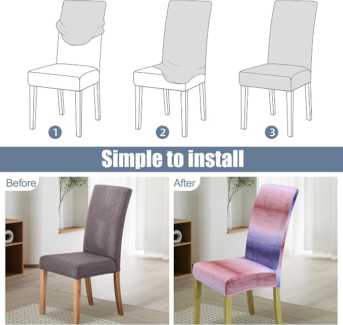 Dining Chair Covers, Stretch Seat Covers, Washable Furniture Protector | 6 Pack, Washable, Stretch Fit, Soft, Non Slip, Dining Chair Covers, Seat Protector, Furniture Protector