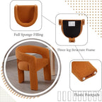 Orange Sherpa Dining Chairs Set of 6, Modern Barrel Dining Room Chairs Upholstered Faux Fur Accent Chair with Arms and Round Back for Living Room Kitchen Armchair No Assembly Needed