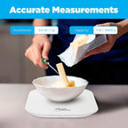 Smart Weigh White Digital Kitchen Scale for Cooking, Weight Loss, Calorie Tracking, Baking, Food Portion Control, and Meal Prep - Accurate Measurements in Grams and Ounces