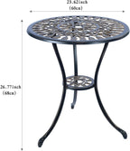 CG 3 Piece Bistro Set, Outdoor Patio Set, Anti-Rust Cast Aluminum Bistro Table Set for Park Yard Front Porch Furniture, Tulip, Antique Copper
