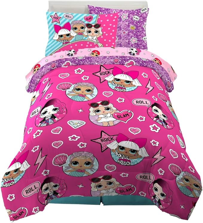 Franco Kids Bedding Super Soft Comforter and Sheet Set with Sham, 5 Piece Twin Size, LOL Surprise