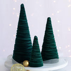 Your Heart's Content Emerald Velvet Trees Set of 3, Elegant Winter Mantel Decor, Valentine Tabletop, Classic Winter Wedding Centerpiece, Cozy Farmhouse (Emerald)