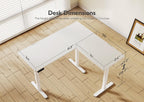 Claiks L Shaped Standing Desk Adjustable Height, Dual Motor Electric Corner Standing Desk, 63x55 inch Sit Stand up Desk with Splice Board, White