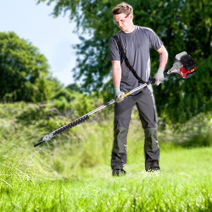 52CC 2-Strokes Brush Cutter Grass Trimmer, 10 in 1 Lawn Mower Pruner Tool Gasoline Powered Weed Wacker Brush Cutter Multifunctional Trimming Tools for Lawn and Garden Tree Trimming