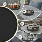MAONAME 13" Black Decorative Tray, Plastic Round Serving Tray with Handles | Decorative Tray for Coffee Table, Modern Ottoman Tray, Circle Tea Tray, Round Melamine Tray for Living Room, Bathroom