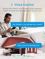 Smart WiFi Garage Door Opener Remote, App Control, Works with Alexa, Google Assistant and SmartThings, No Hub Needed