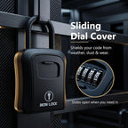 Iron Lock® Medium Key Lock Box with Code, U-Shackle Opens Fully Out (Black) | Built-in key hooks + catch tray; hangs on handles, gates, fences or a hasp; wall-mountable; dial cover; no batteries