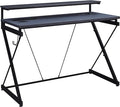 OSP Home Furnishings Emulator Battlestation Gaming Desk with RGB LED Lights, Black