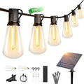 OHLUX 120FT Solar String Lights Outdoor with Remote, 2200K Soft Warm Patio Lights with 52 Shatterproof ST38 Tear-Drop LED Filament Bulbs, Dimmable Outside Edison Hanging Light for Backyard Deck Roof