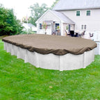 Robelle 18 x 40 ft Industrial Taupe Winter Oval Pool Cover for Above Ground Pools, 4 ft Overlap (22 x 44 ft Cover Size), Solid 14 x 12 Scrim, 4.5 oz/yd2, 20-Year Warranty, Style: 601840-4