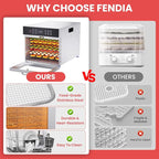 Fendia Food Dehydrator for Jerky, 7 Stainless Steel Large Trays, 600W Fruit Dehydrator, 24H Timer and 194°F Temperature Control, Overheat Protection, Food Dryer for Jerky, Herbs, Fruit, Dog Treats