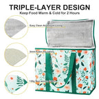 2-Pack Insulated Reusable Grocery Shopping Bags, X-Large Insulated Food/Pizza Delivery Bag for Delivery Drivers, Commercial Food Warmers, Tote Cooler/Thermal Bags for Travel, Picnic
