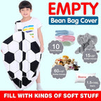 Lukeight Stuffed Animal Storage Bean Bag Chair Cover for Kids, Soccer Zipper Beanbag Chair Cover for Organizing Toddler & Kids' Rooms Plush Toys (Soccer, Large)
