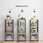 TUTOTAK 4 Tier Bookcase and Bookshelf, Narrow Book shelf with Door for Small Space, for Living Room, Office, Study, Entryway, Greige BS03BG004