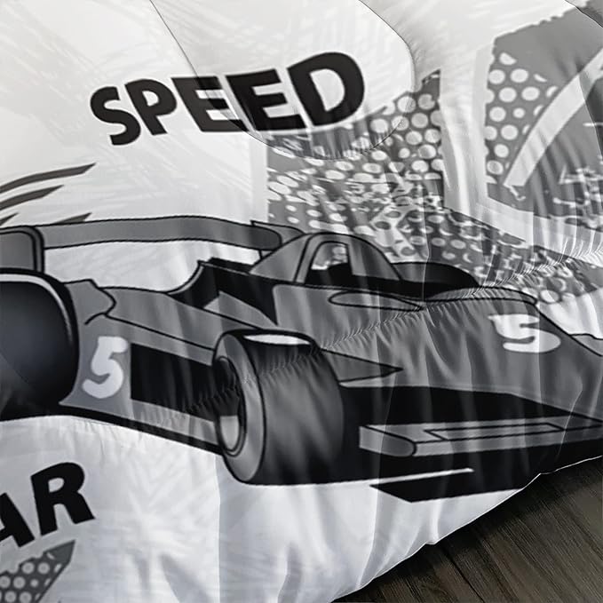 Axolotl Racing Car Comforter Set Full Size,Extreme Sports Boys Bedding Set for Boys Teens Girls Car Racing Gifts,Race Cars Quilt Bed Set with 1 Comforter 2 Pillowcases,Multi Color