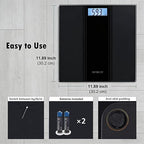 NUTRI FIT Scale for Body Weight Digital Bathroom Scale, Highly Accurate Electronic Weighing Machine for People, LCD Backlit Display, Large Size for Safe Home Use, Batteries Included, 400 lbs