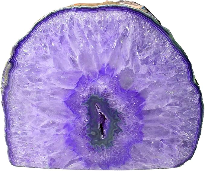 AMOYSTONE Purple Agate Rock Stone Candle Stand Cut Base 1.5-2.5 Lbs for Home Décor