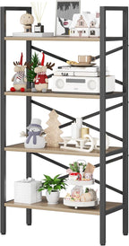 4 Tier Book shelf 23.6" W, Small Bookcase with Open Shelves, BookShelf with Storage, Standing Book Shelves Organizers and Storage for Living Room, Kitchen, Home, Office (Light Coffee)