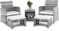 Outvita 5 Pieces Patio Furniture Set, Outdoor Rattan Sectional Sofa Conversation Sets with Coffee Table, Single Sofa and Ottoman for Garden Backyard Balcony Porch Poolside(Gray Gradient)