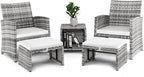 Outvita 5 Pieces Patio Furniture Set, Outdoor Rattan Sectional Sofa Conversation Sets with Coffee Table, Single Sofa and Ottoman for Garden Backyard Balcony Porch Poolside(Gray Gradient)