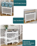 Modern Radiator Covers Wall Heater Cover Cabinet Shelf Bathroom Floor Radiator Shelve, Hide Cluttered Pipes/Easy to Install, Suitable for Household Living Room, White(27.6" Lx27.6 Hx9.8 W)