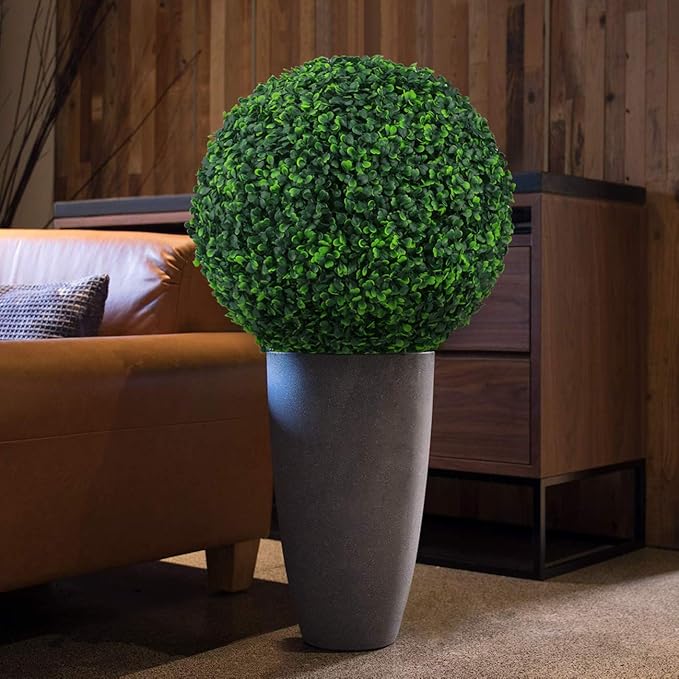Sunnyglade 2 PCS 15.7 inch 4 Layers Artificial Plant Topiary Ball Faux Boxwood Decorative Balls for Backyard, Balcony,Garden, Wedding and Home Décor (15.7 inch)